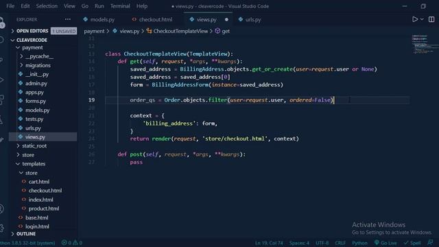 Checkout template view | Django e-commerce | Cleavercode Tutorials смотреть онлайн