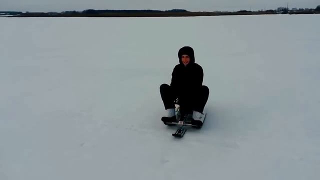 Самодельный мини-снегоход из снегоката и мотокосы, тест драйв и детали смотреть онлайн