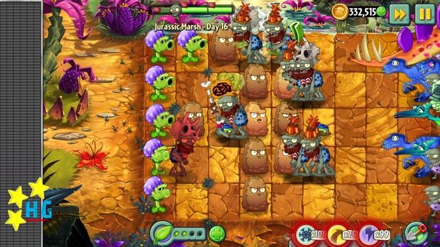 Plants vs Zombies 2 - Jurassic Marsh - Day 16 [Gargantuar Battle] No Premium смотреть онлайн