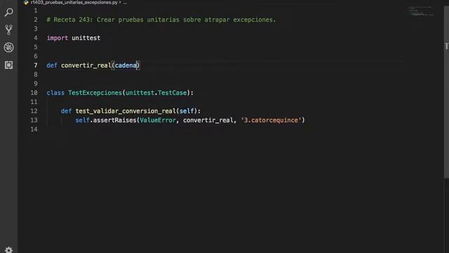 Python 3 - Receta 243: Crear Pruebas Unitarias para Atrapar Excepciones con assertRaises смотреть онлайн