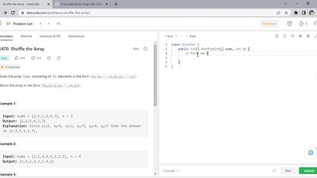 LeetCode Problem 1470 || 1470. Shuffle the Array || Hemang Dholu смотреть онлайн