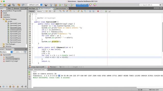 Programación Java - Ejercicios arrays IV - Fibonacci смотреть онлайн