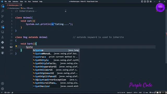 Inheritance in Java | Core Java | Video 10 | @PurpleCode404 #java #code #trending #javatutorial смотреть онлайн