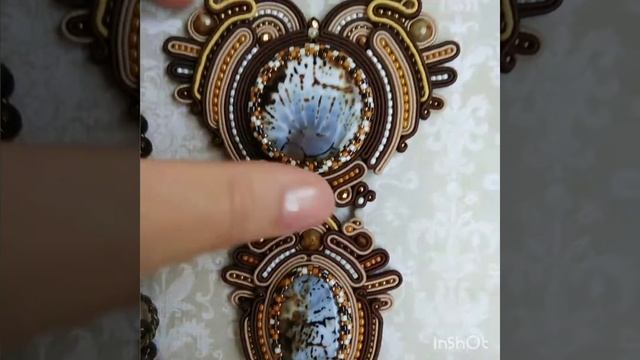 Сутажный кулон с агатами. Украшения ручной работы. смотреть онлайн