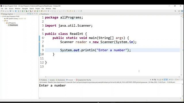 (Hindi) Java Program to Print an Integer from User Input with explanation смотреть онлайн