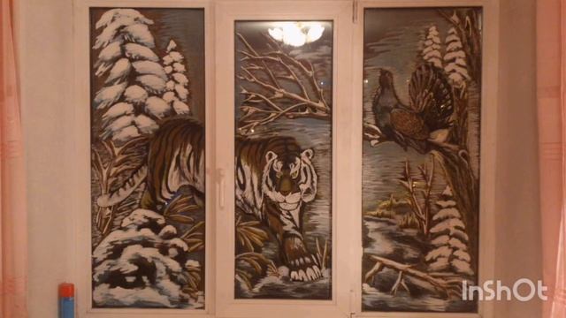 Рисунки на окнах, рисунки красками. смотреть онлайн