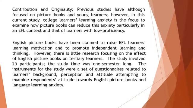 Investigating the Impact of English Picture Books on EFL Learners Anxiety in Taiwan HSSL 2019 72 56 смотреть онлайн