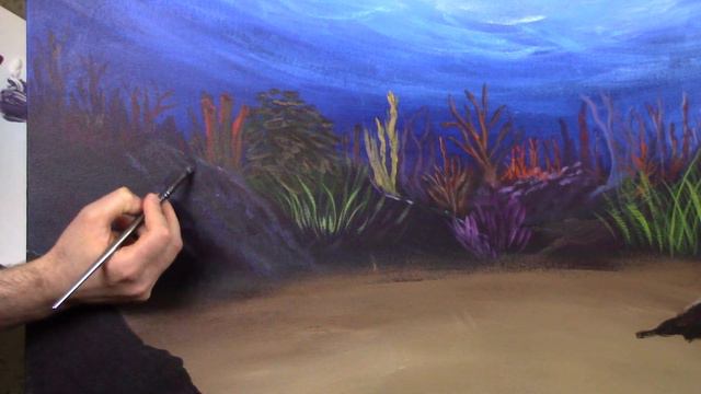 Life Underwater - Coral Reef Seascape Acrylic Painting Tutorial смотреть онлайн