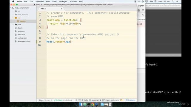 ES6 Import Statements [0.7]An Intro to React [Modern React with Redux 2020] смотреть онлайн
