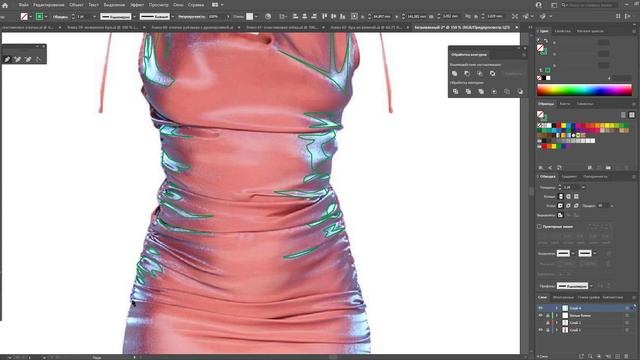 Дизайн одежды |Технический рисунок одежды| платье с бликами | Adobe Illustrator 2021|100 эскизов#63 смотреть онлайн