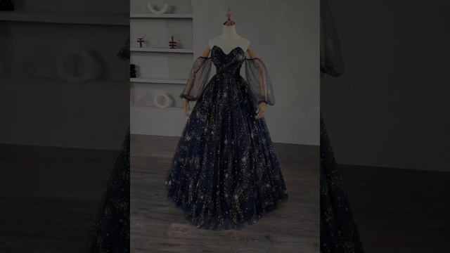 Veaul Latest: Sparkly Starry Sky Navy Blue Prom Dresses 2023 смотреть онлайн