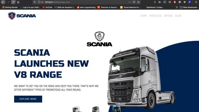 Scania Landing Page Website -- HTML5 / CSS3 / JavaScript / Sass / Bootstrap 4 смотреть онлайн