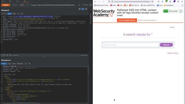 Reflected XSS into HTML context with all tags blocked except custom ones смотреть онлайн