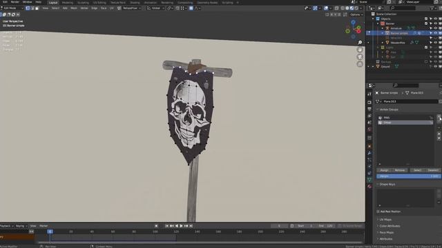Bake physics simulations into bones | Blender banner flag tutorial смотреть онлайн
