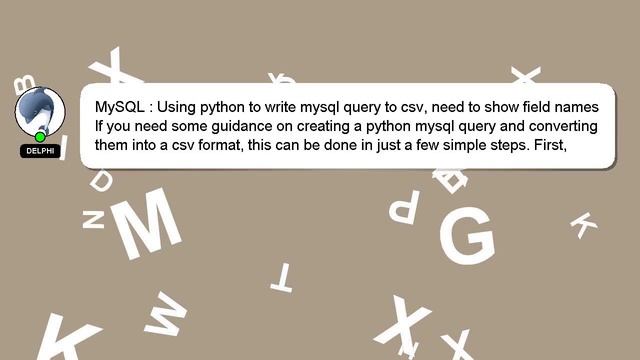 MySQL : Using python to write mysql query to csv, need to show field names смотреть онлайн