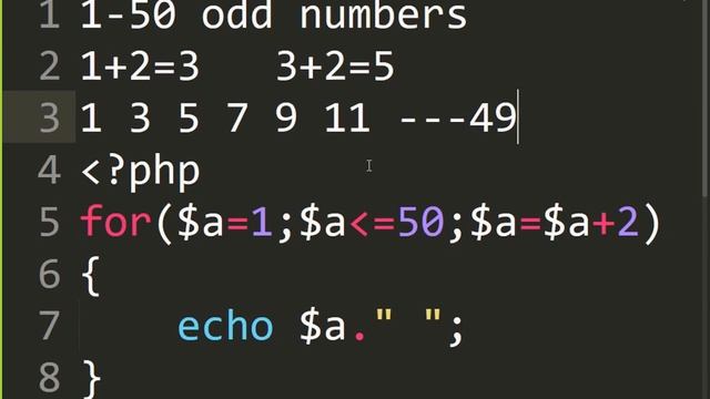 How to print odd numbers between 1-50 using php programming language смотреть онлайн