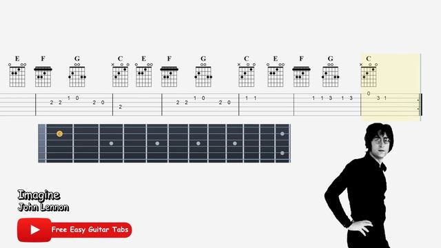 Imagine John Lennon - Easy Guitar Tab смотреть онлайн