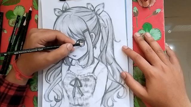 How to draw anime girl drawing step by step/pencil sketch drawing смотреть онлайн