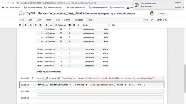 Comment renommer les colonnes d'une dataframe dans pandas de python смотреть онлайн
