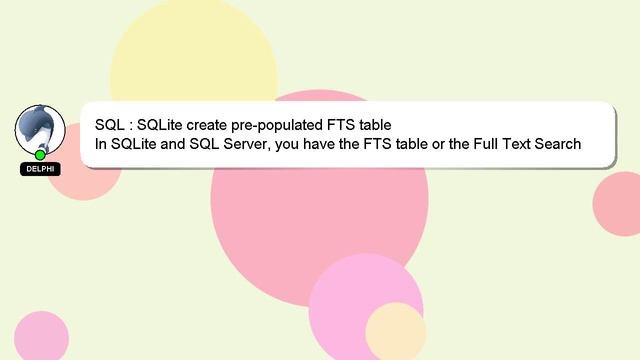 SQL : SQLite create pre-populated FTS table смотреть онлайн
