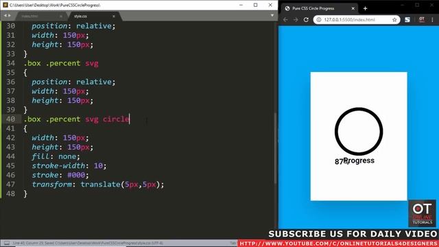 Circle Progress Bar Using Html CSS and SVG | CSS Percentage Circle смотреть онлайн