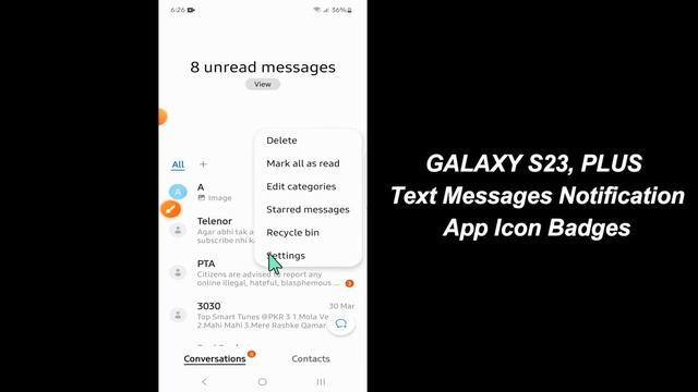 Galaxy S23 / Plus : Enable/Disable Text Messages Notification App Icon Badges смотреть онлайн