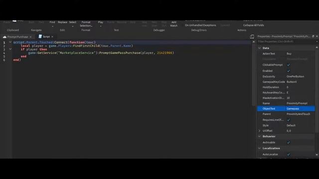 How to Prompt a GAMEPASS PURCHASE via a Part, Proximity Prompt, and Text Button - Roblox Studio смотреть онлайн
