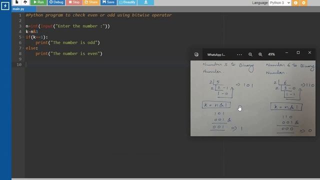 Python Program to Check Even or Odd using Bitwise Operator Tamil смотреть онлайн