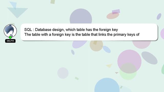 SQL : Database design, which table has the foreign key смотреть онлайн