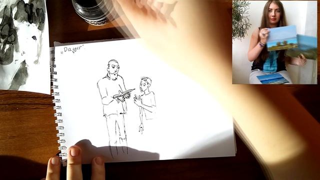 Inktober. Day 15 - Dagger - traditional drawing process смотреть онлайн