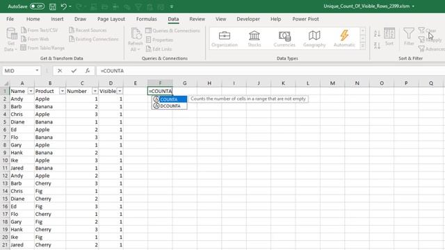 Unique Count Of Visible Rows in Excel - 2399 смотреть онлайн
