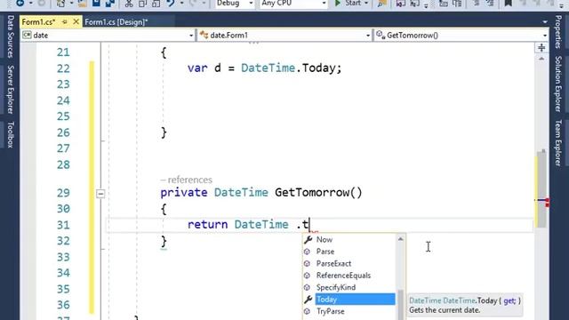 DateTime Get Today Tomorrow and Yesterday in C# смотреть онлайн