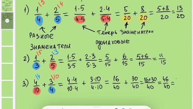 сложение дробей смотреть онлайн