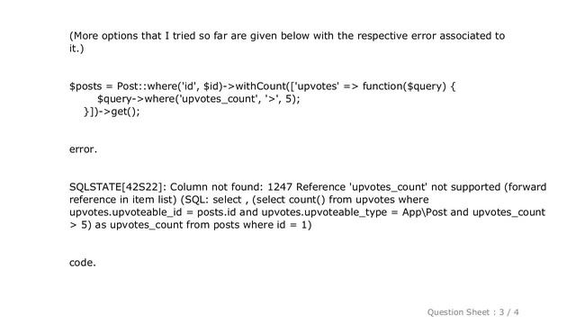MySQL : Laravel using where clause on a withCount method смотреть онлайн