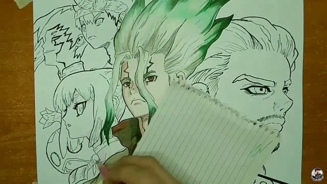 DRAWING DR.STONE CHARACTER//SENKU, KOHAKU, CHROME, ASAGIRI, SUIKA AND BYAKUYA. смотреть онлайн