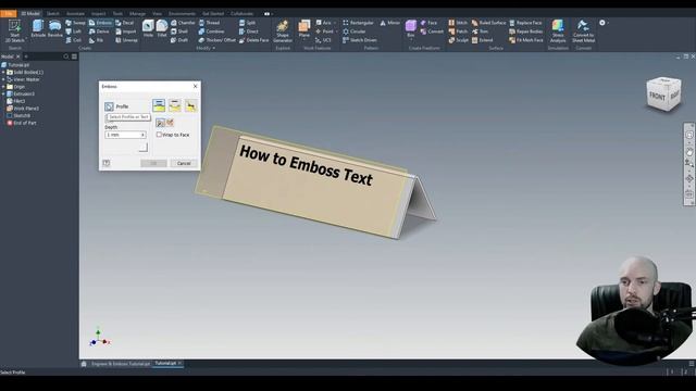 Engrave/Emboss 3D text | Autodesk Inventor 2021 | Tutorial смотреть онлайн