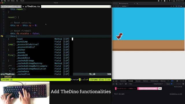 Game Dev - How to clone Chrome Dino game using Vim and browser API смотреть онлайн
