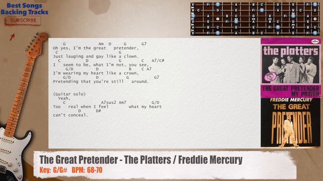 🎸 The Great Pretender - The Platters / Freddie Mercury Guitar MAIN Backing Track with chords смотреть онлайн