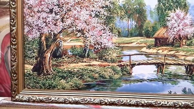 Гобеленовая картина " Храм в цветущем саду " смотреть онлайн