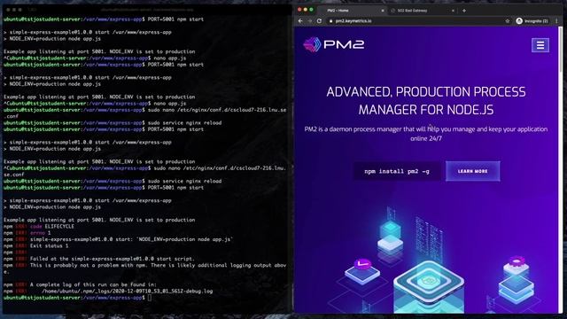 Running our applications using the process manager PM2 смотреть онлайн