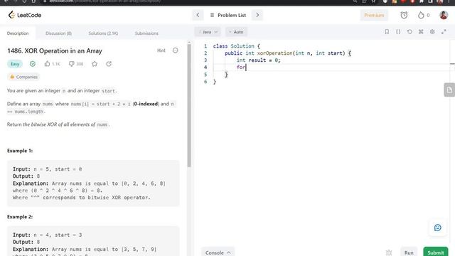 LeetCode Problem "XOR Operation in an Array" || Competitive Programing With Java @Codolearn смотреть онлайн
