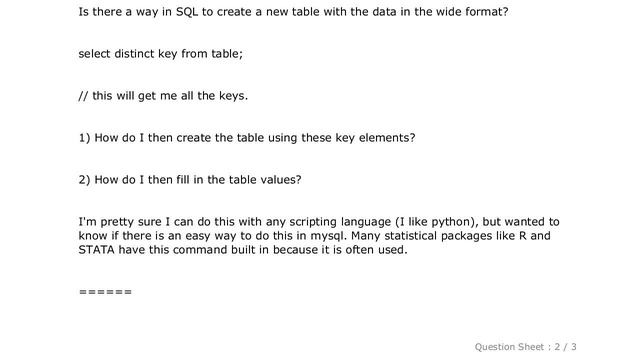 MySQL : Mysql, reshape data from long / tall to wide смотреть онлайн