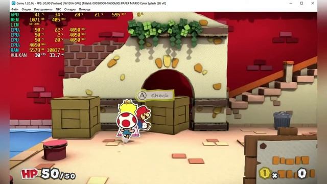 Тест игры Paper Mario Color Splash на эмуляторе Cemu (wii u) смотреть онлайн