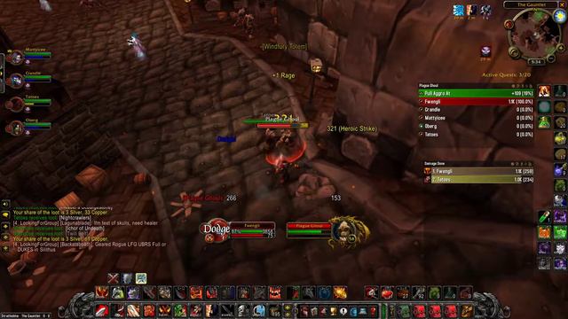 WoW Classic Fury Warrior Tanking Undead Stratholme 45 Minute Run