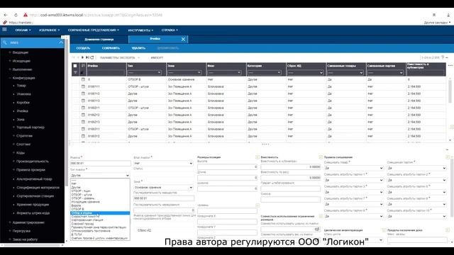 Топология склада. Ячейка в Инфор WMS 11.0.3 / Warehouse topology. Loc in Infor WMS 11.0.3 смотреть онлайн