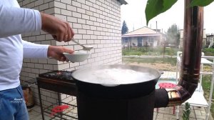 Уха в Казане из речной рыбы На Костре по Русски