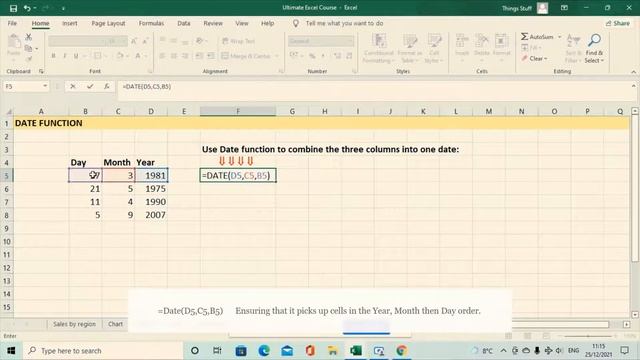 How to combine dates using Day, month, year Date function Microsoft Excel смотреть онлайн