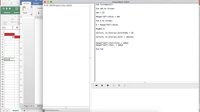 VBA, Macros, Variable Types in VBA, Excel Cell Color and Font Size | VBA tutorial for beginners смотреть онлайн
