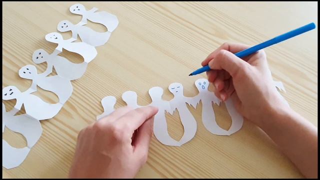 How to fold ORIGAMI GHOST GARLAND. Halloween easy paper ghost garland. #origami смотреть онлайн