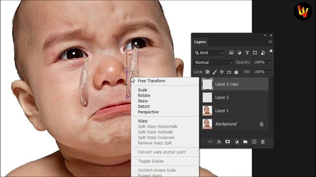 #2 Create Fake Tears Effect by Using Auto-Blend Layers Option in Photoshop in Hindi смотреть онлайн